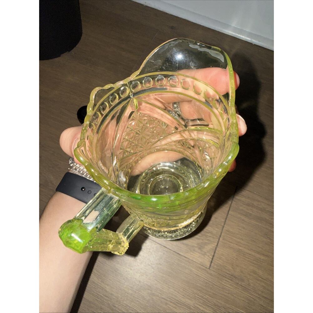 Uranium Vaseline EAPG Richard’s & Hartley Vaseline Pitcher 6” Late 1800s uranium - Picture 11 of 12